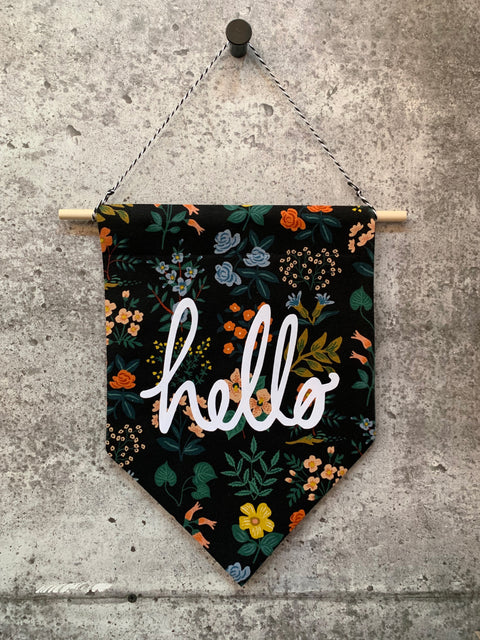 soft flirt x Spruce Moose Banner - Hello on Wildflower Field - Dark