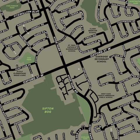 Oakridge Neighbourhood Map Print