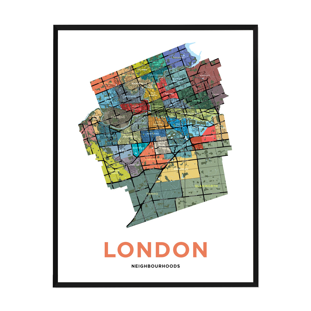 London Neighbourhoods Map Print