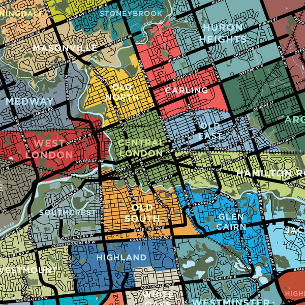 London Neighbourhoods Map Print