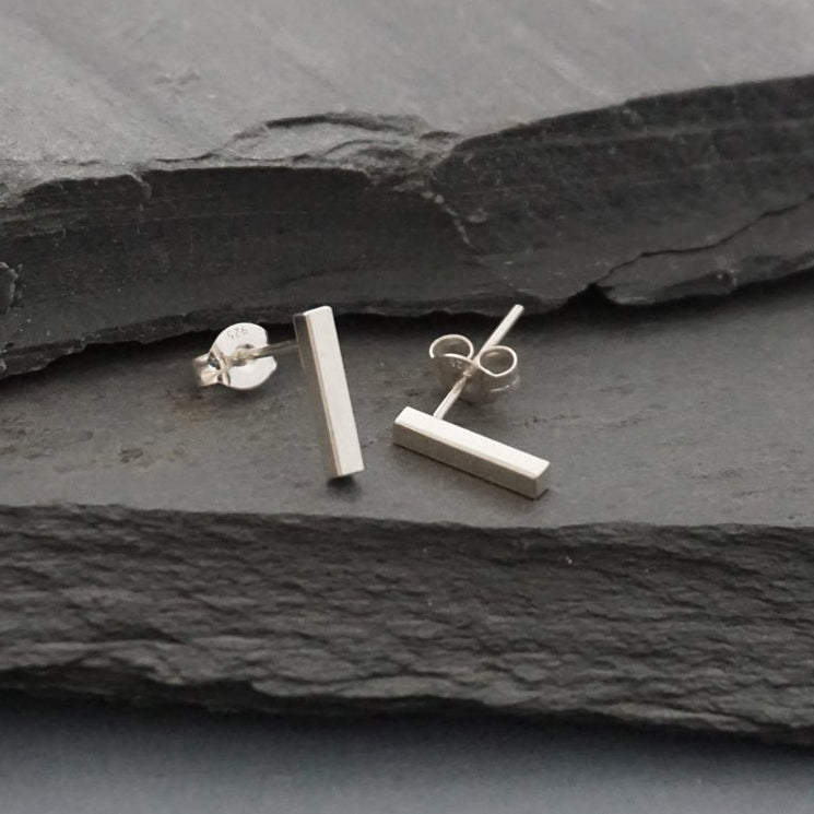 Square Bar Sterling Silver Studs