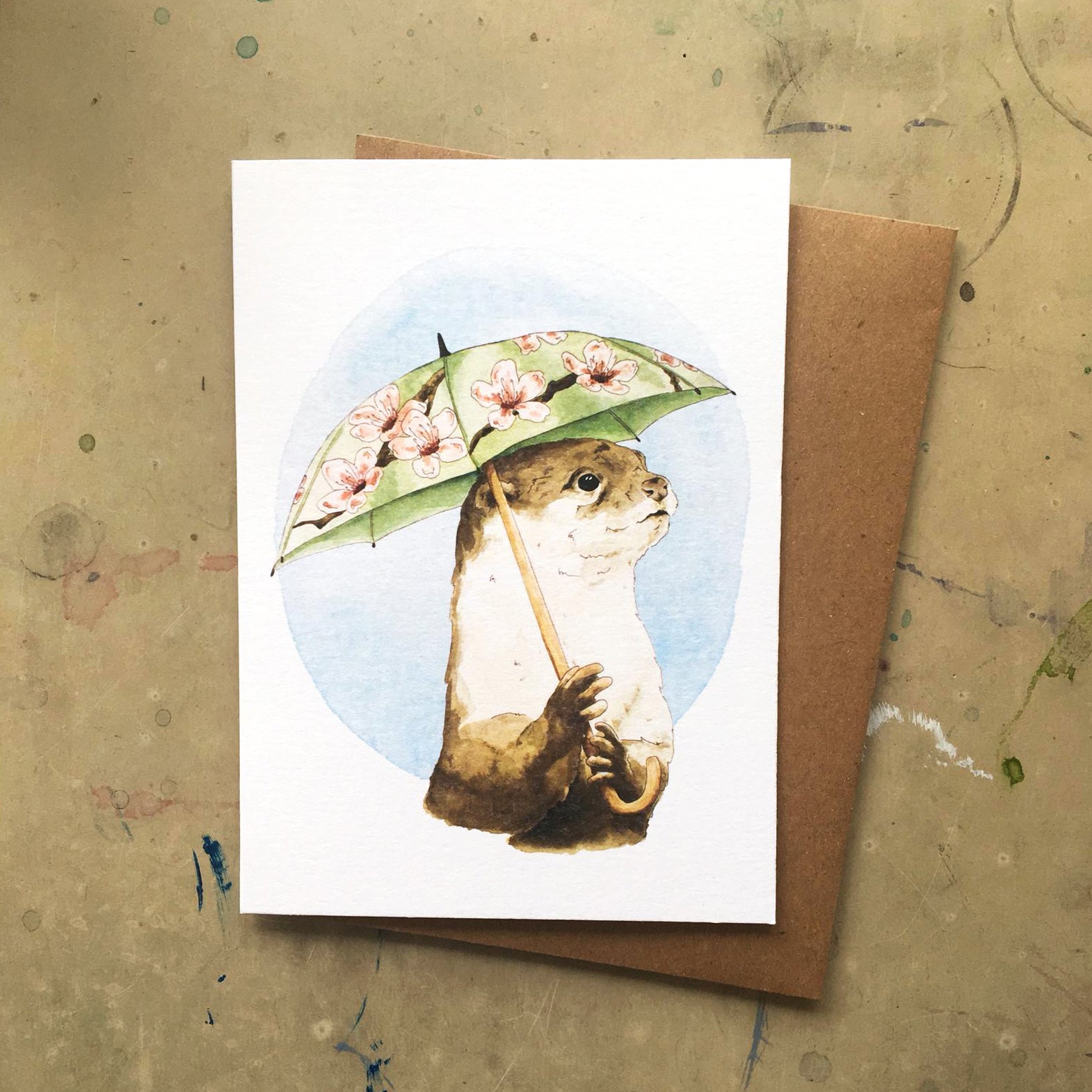 Otter with Umbrella Card