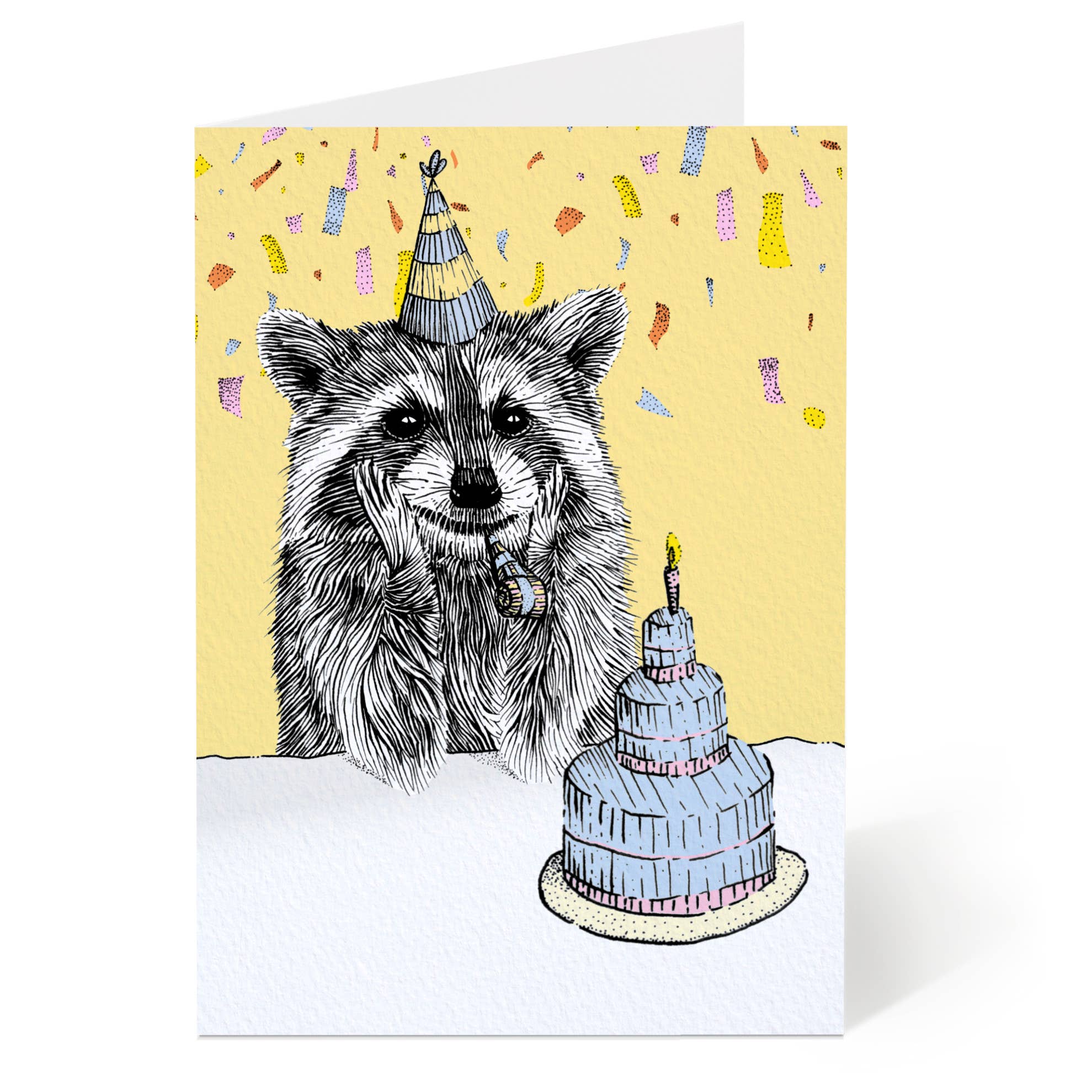 Raccoon with Cake Card