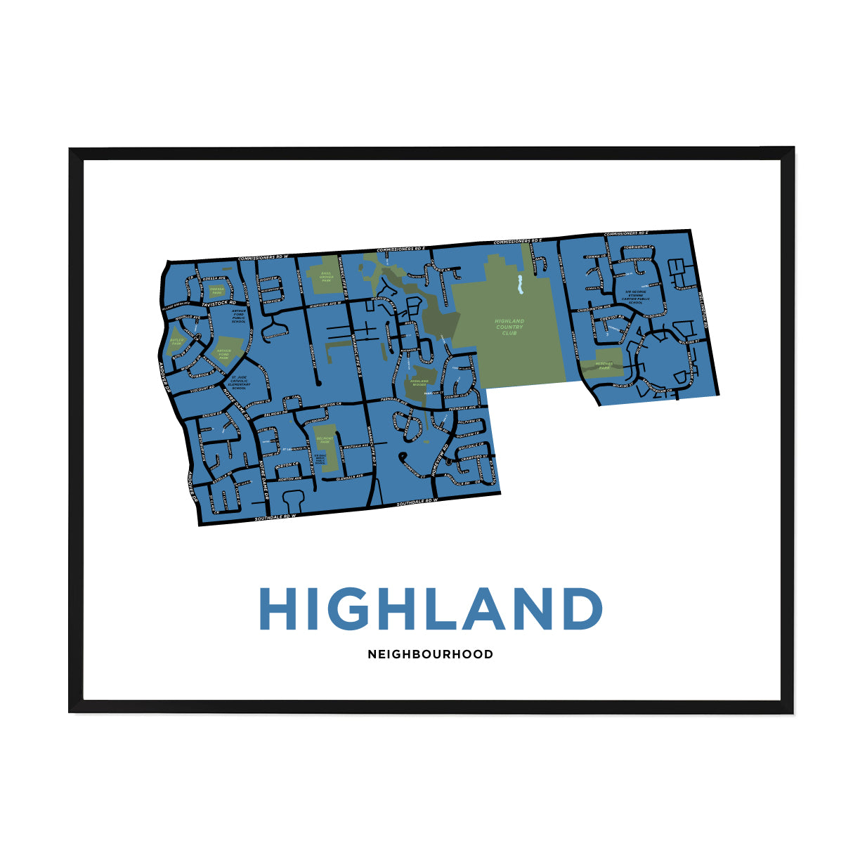 Highland Neighbourhood Map Print