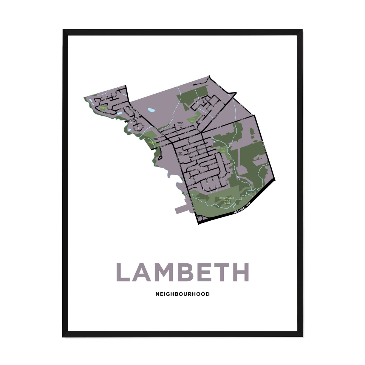Lambeth Neighbourhood Map Print