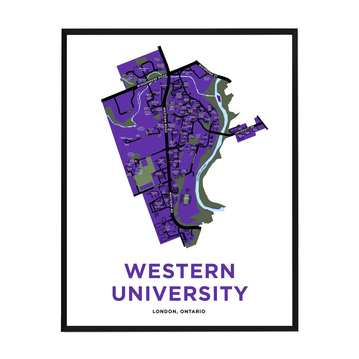 <i>*PICKUP ONLY*</i><br>Western University Map Print