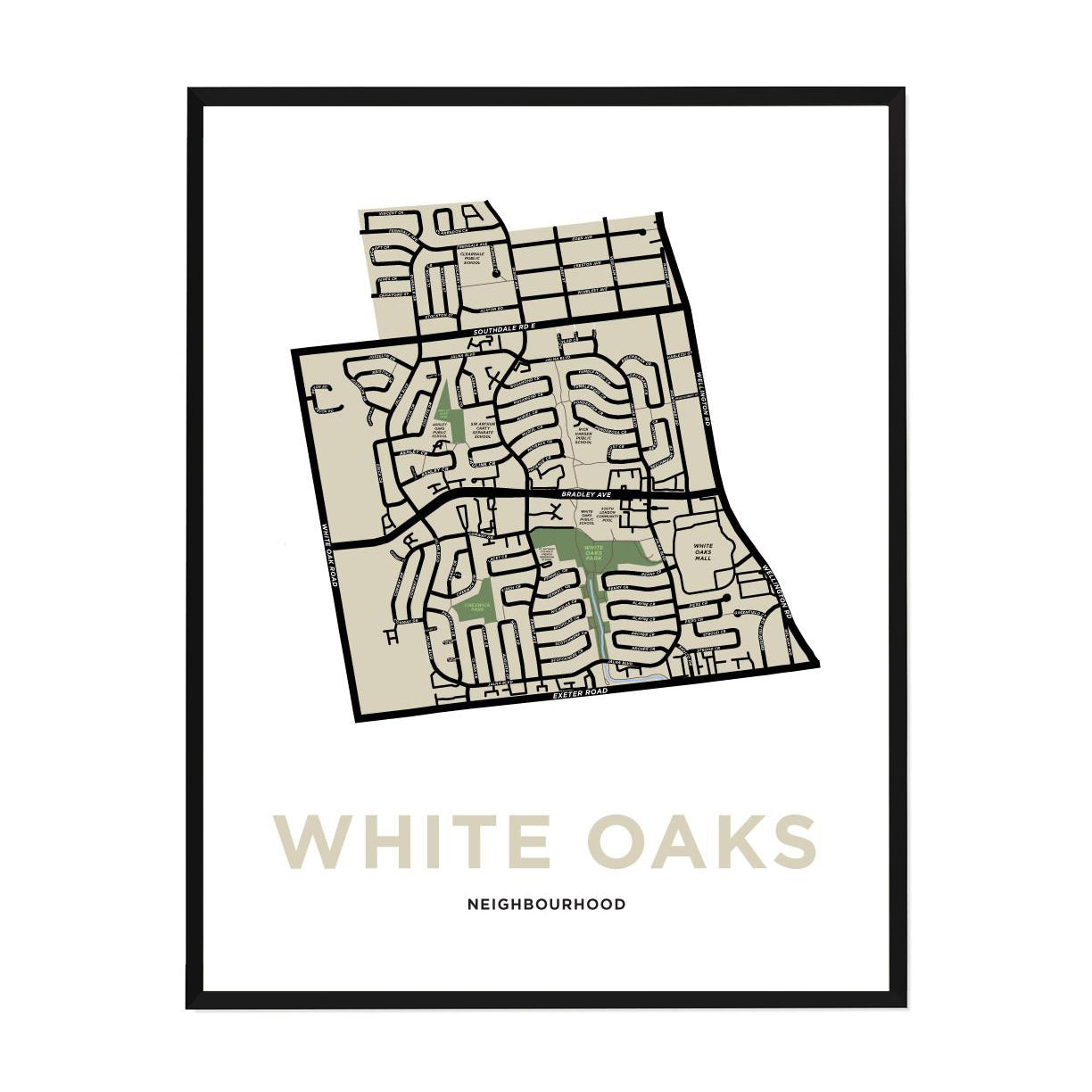 White Oaks Neighbourhood Map Print