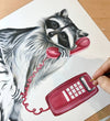 Raccoon on the Phone Print